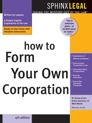 cover image of How to Form Your Own Corporation, 4E